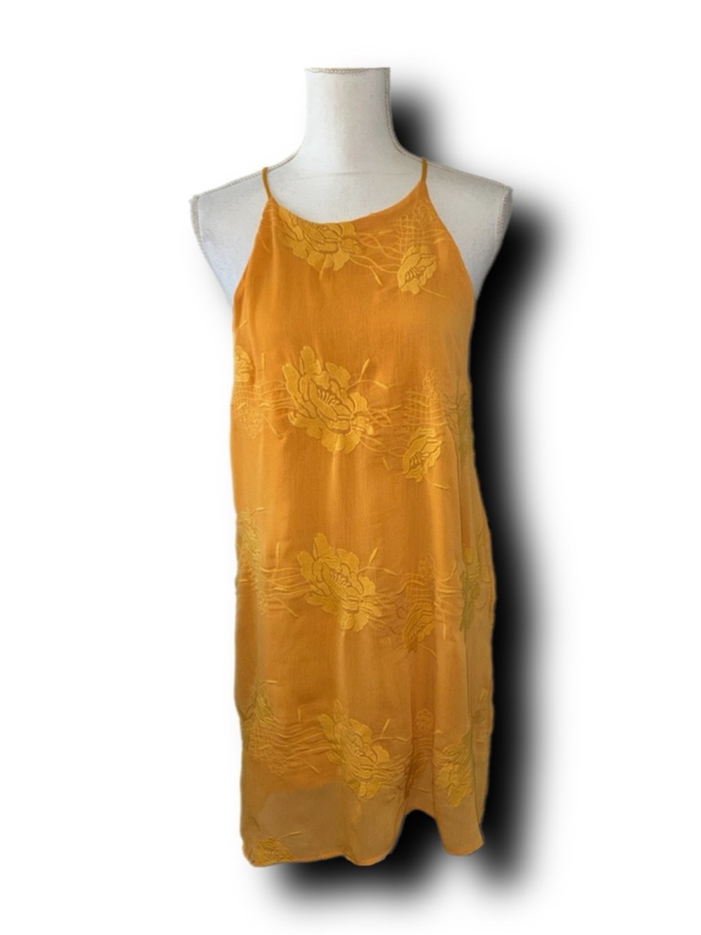 Altar’d State Mustard Yellow Embroidered Slip Style Mini Dress Y2K Vibes